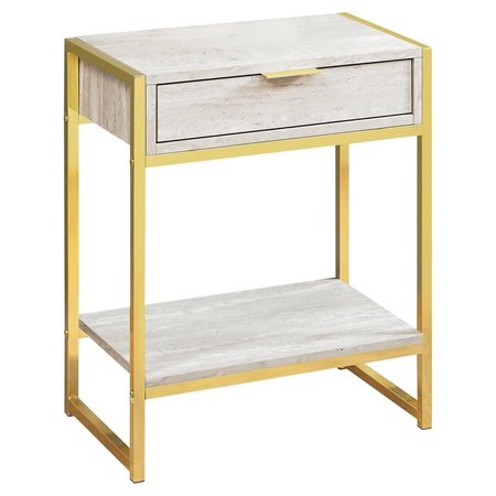 DAPHNES DINNETTE 24 in. Beige Marble & Gold Metal Accent Table DA2618166